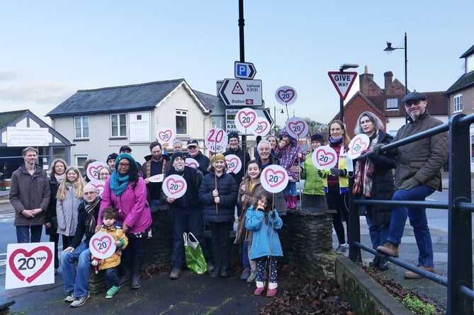 20 is Plenty campaigners in Haslemere town centre.