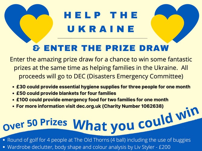 TWO RAFFLES and a silent auction launched by a teacher at St Edmund’s School in Hindhead in aid of the Disasters Emergency Committee (DEC) Ukraine appeal have become an overnight sensation – raising more than £2,500 within days of their launch and attracting donations from across the UK.
Jen Darrington, the LAMDA co-ordinator and form 3-5 drama teacher at St Edmund’s, enlisted the help of friends and local businesses to raise as much as they could to help those desperately in need in Ukraine. And she says she has been “overwhelmed by the generosity of time, items, expertise and above all, the human spirit”.
