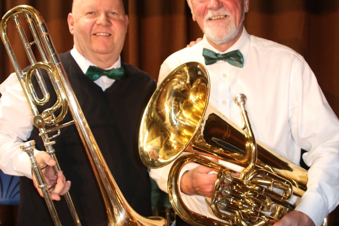 Trombone player Paul Fyfe and euphonium player Clive Hicks from the Alton Concert Band