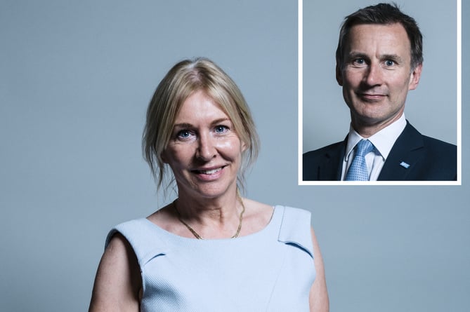 Warring senior Tories: Nadine Dorries and (inset) Jeremy Hunt