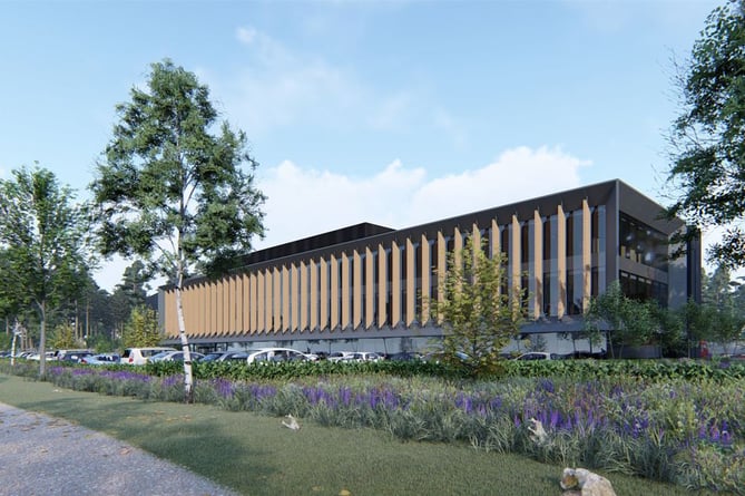 Computer simulation of new Asmodee UK headquarters in Bordon, which will open in 2023.