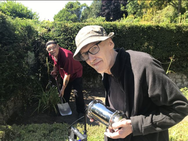 Residents at Redcot Residential Home in Haslemere have buried a time capsule