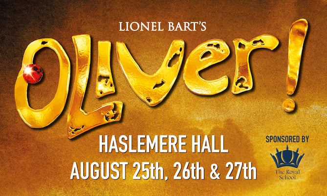 Publicity poster for Imagine That Productions’ Oliver!, staged at the Haslemere Hall from August 25th to 27th 2022.