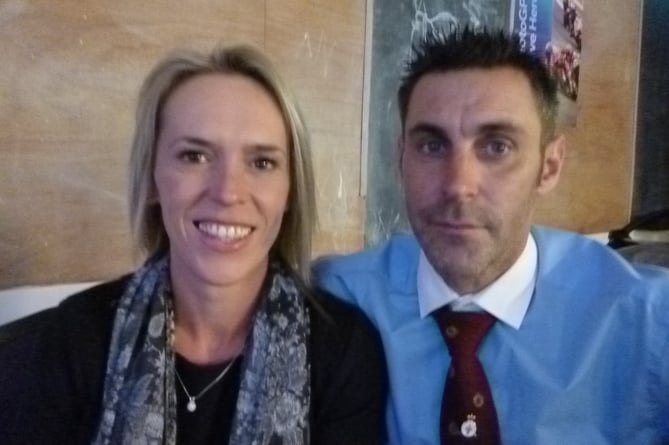 Rachel and Steve Wallace watching the Queen’s state funeral at Bordon Working Men’s Club on September 19th 2022.