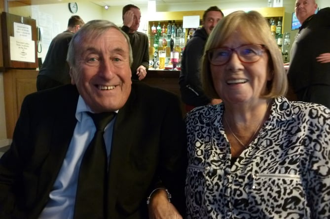 Mike and Jennie English watching the Queen’s state funeral at Bordon Working Men’s Club on September 19th 2022.