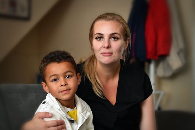 Aimee James of Ash Vale and her son Isaac, they are battling the council to get transport for Isaac to get to school.
