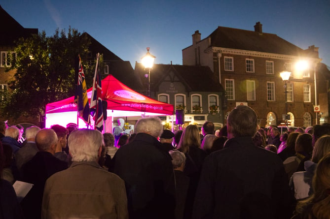 A huge crowd turned out to watch Petersfield’s belated public proclamation of King Charles III on Sunday