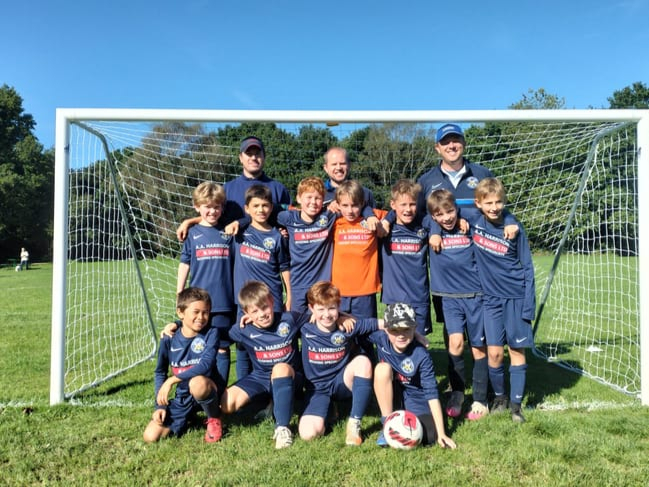 Back row: Coaches Ryan Harrison, Steve Ashby and Dan Humm. Middle row: Thomas Smith, Arthur Wholey, Matty Humm, Henry Gunner, Harry Suntokeesing, Freddie Glover and Jake Easter. Front row: Roy Ashby, Jacob Harrison, Jed Keel and William Jennings.