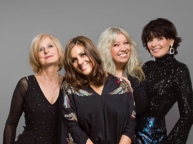 Publicity picture for 2022 Woman To Woman concert tour.  From left: Julia Fordham, Rumer, Judie Tzuke and Beverley Craven.