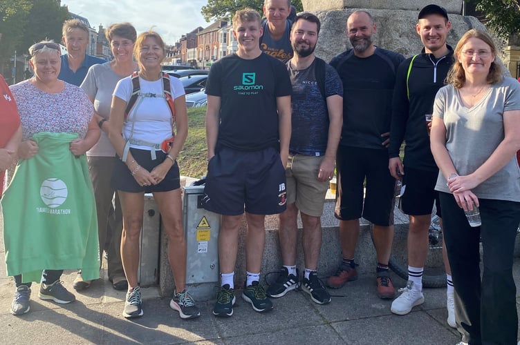 Headley triathlon team at King Alfred statue, Winchester, September 17th 2022.