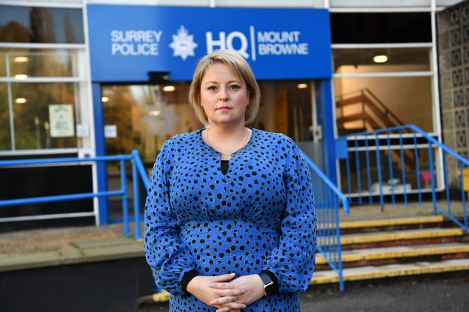 Stock images, both smiley and serious, of PCC Lisa Townsend at Mount Browne, Guildford, Surrey November 2021. photographer byline Darren Pepe.