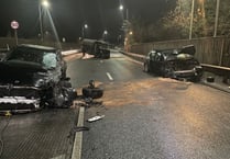 Van driven wrong way up A3 smashes head-on into two cars at Guildford