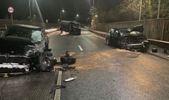 Van driven wrong way up A3 smashes head-on into two cars at Guildford
