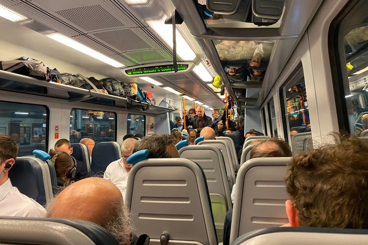 London Waterloo to Alton South Western Railway train at Woking station, December 19th 2022.