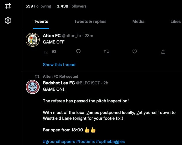 The clubs’ Twitter feeds struggled to keep up with the officials’ decisions...