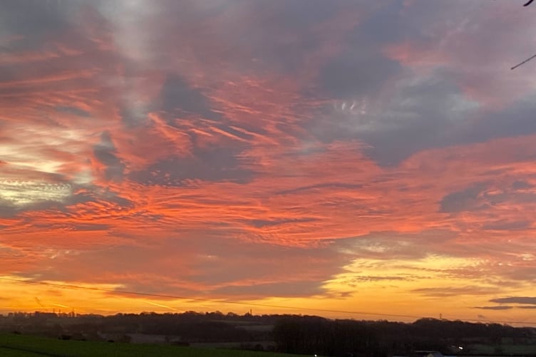 Sunrise over Borovere Farm in Alton.
