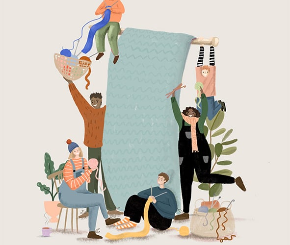 Poster for Unravel yarn festival, Farnham Maltings, February 24th to 26th 2023. 