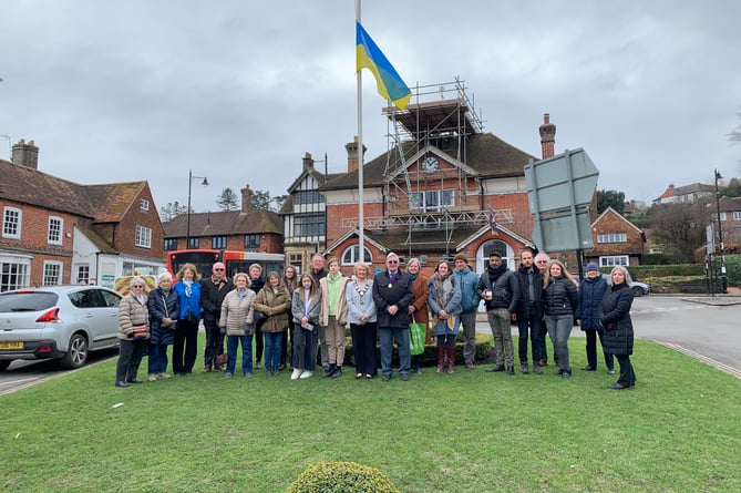 The first anniversary of Russia's invasion of Ukraine was marked at the Haslemere war memorial on Friday
