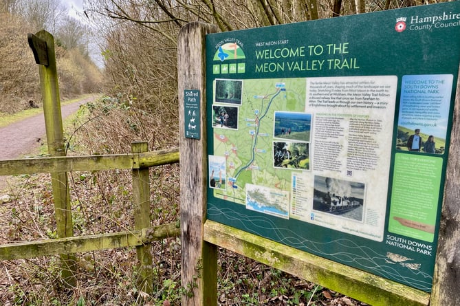 The Meon Valley Trail spans 11 miles from West Meon to Wickham on a former railway line