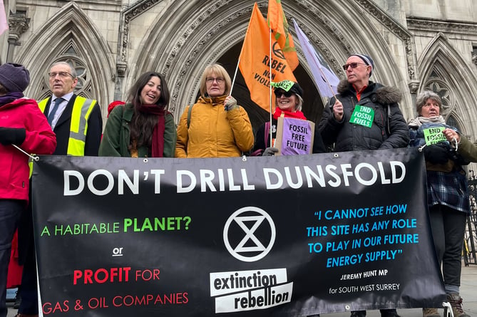 Don't Drill Dunsfold protestors at Royal Courts of Justice on Thursday