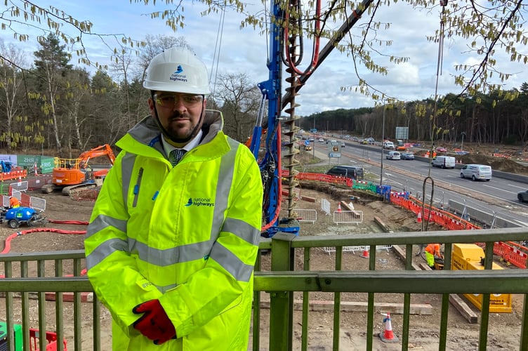 Roads minister Richard Holden at the site of A3 and M25 junction works. Credit: