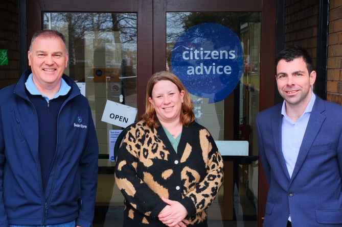 From left: Swish Fibre co-founder Alistair Goulden, Citizens Advice East Hampshire chief executive Helen Drake and Whitehill Town Council leader Cllr Andy Tree.