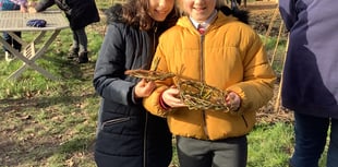 Potters Gate pupils from Farnham weave willow to feed the birds