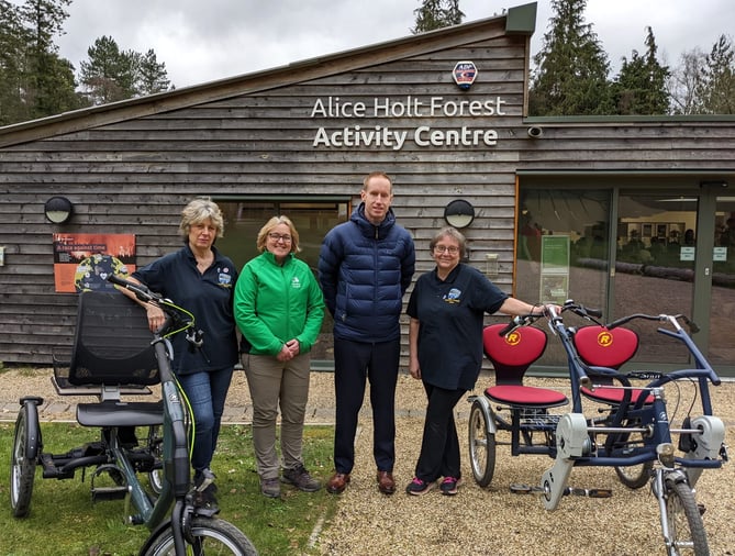 Janet Dunkley (Dementia-Friendly Alton), Helen Littlejohn (Forestry England), Jamie Haskins (Haskins Garden Centres) and Karen Murrell (Dementia-Friendly Alton)