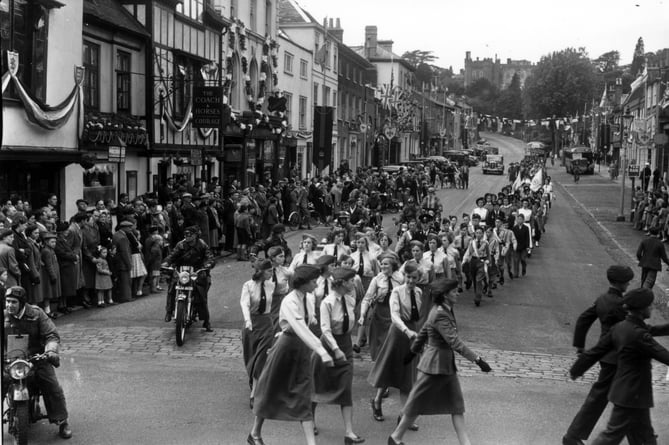 Farnham's Coronation united service parade to St Andrew's parish church on June 5, 1953