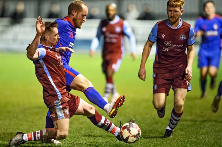 Action from Badshot Lea's 4-0 win against Raynes Park Vale on Tuesday, March 21