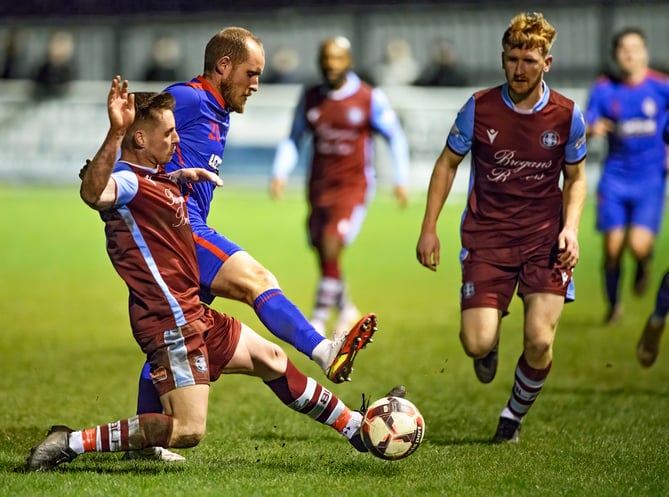 Action from Badshot Lea's 4-0 win against Raynes Park Vale on Tuesday, March 21