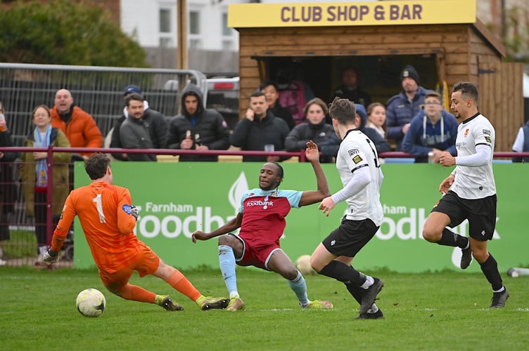 Shamal Edwards stabs home Farnham’s second