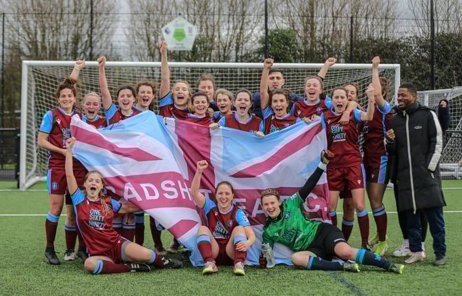Badshot Lea Ladies celebrate winning the league title