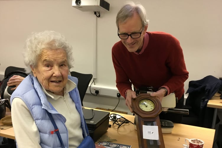 Eric Willner and Jennifer de Fries, who said she was delighted to have her clock repaired as she knows her hearing aids are working when she can hear it strike!