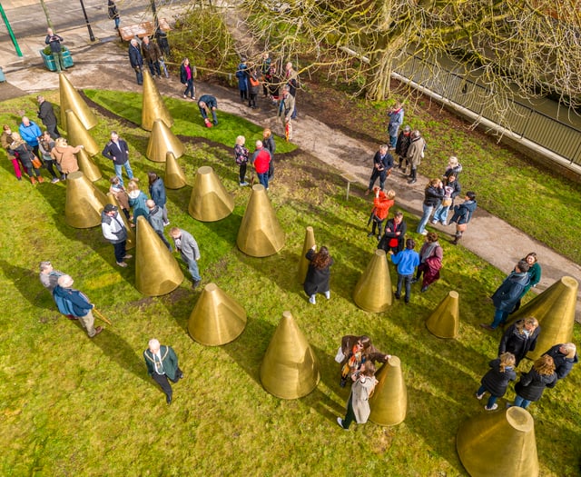 Farnham’s £19,500 golden cones art installation gets the town talking