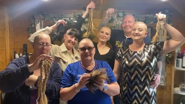 Hannah French, sister Jasmin and four others ‘braved the shave’ last Friday. Their hair will be turned into wigs for children by the Little Princess Trust