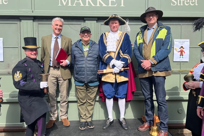 The town crier competitors with the mayor and Christian Ashdown (left)