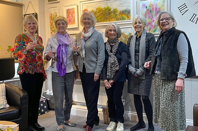 Haslemere artist Alison Marston with guests at the Fernhurst Hub
