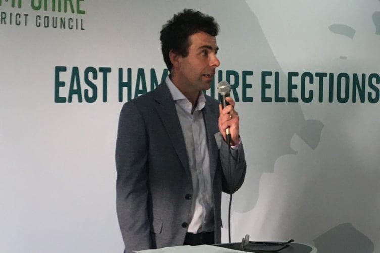 Andy Tree, East Hampshire election count, Taro Leisure Centre, Petersfield, May 5th 2023.