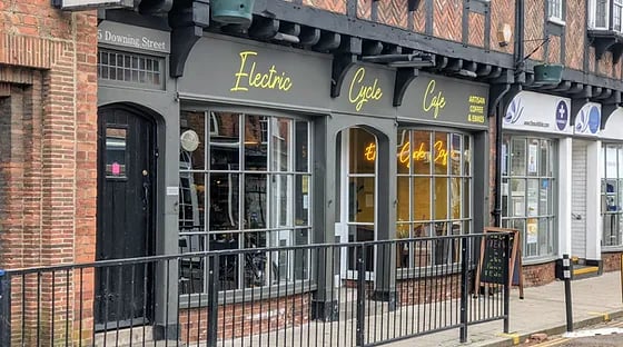 The Electric Cycle Cafe in Downing Street, Farnham
