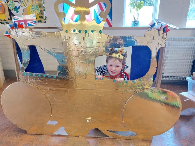 Coronation carriage, Busy Bees St Lawrence nursery, Alton, May 2023.