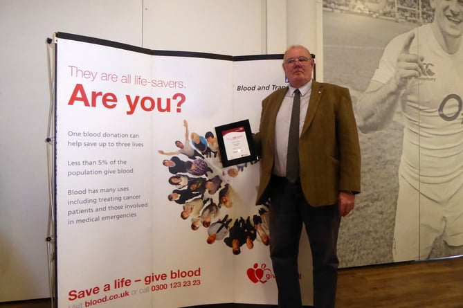 '100 donor' Simon Farrant received his medal and certificate at The Stoop in Twickenham