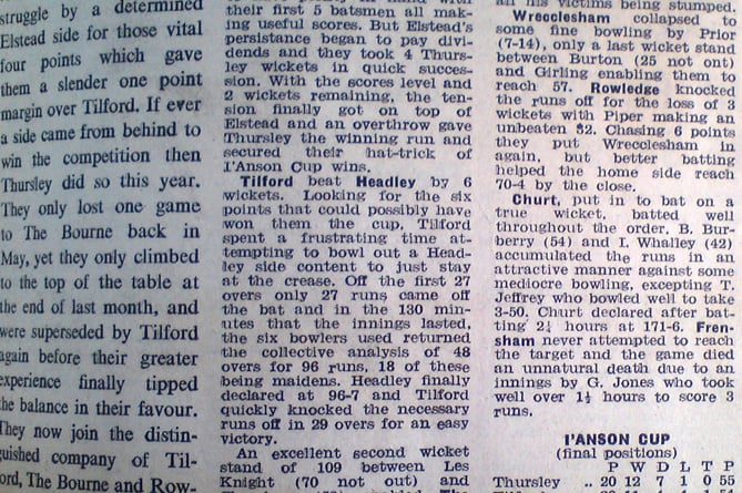 The Herald's match report on the 1972 I'Anson Cup title decider