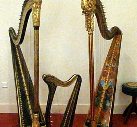 Eliza Austen’s harp, made around 1777; Erat 1808, Egan Royal Portable from around 1816; French anon, around 1785
