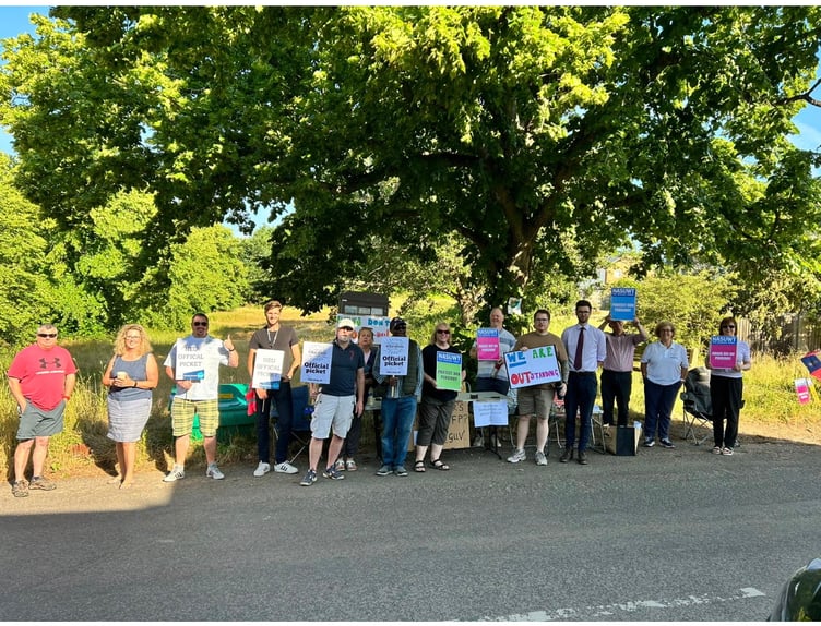 Some of the members of staff at a picket line by More House School in Frensham