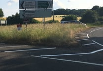 Chawton A31 roundabout grass finally cut by Hampshire County Council