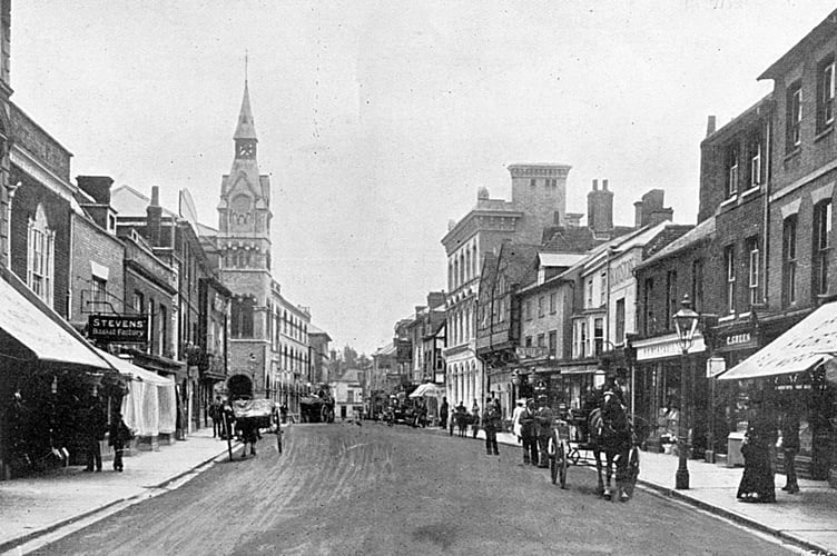 Farnham's former town hall and corn exchange was built in 1866 and dominated The Borough