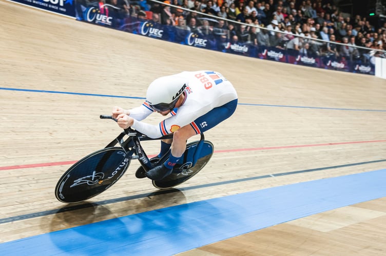 Petersfield cyclist Joe Truman in action