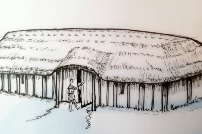 A sketch of the 10th-12th century building found in Ackender Hill, Alton