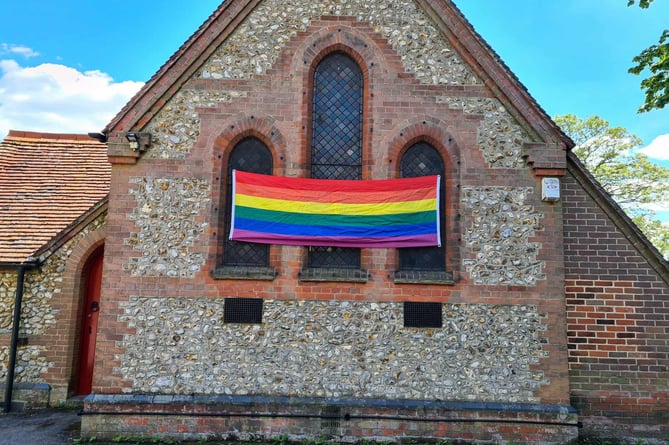 St Mark's with Pride banner